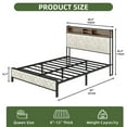 thumbnail image 6 of Dextrus Queen Size Bedroom Platform Bed with Storage & Charging Headboard for Adults & Teens, Beige, 6 of 6