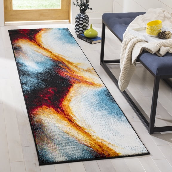 Safavieh Galaxy Naples Geometric Runner Rug, Orange/Multi, 2'3" x 6'