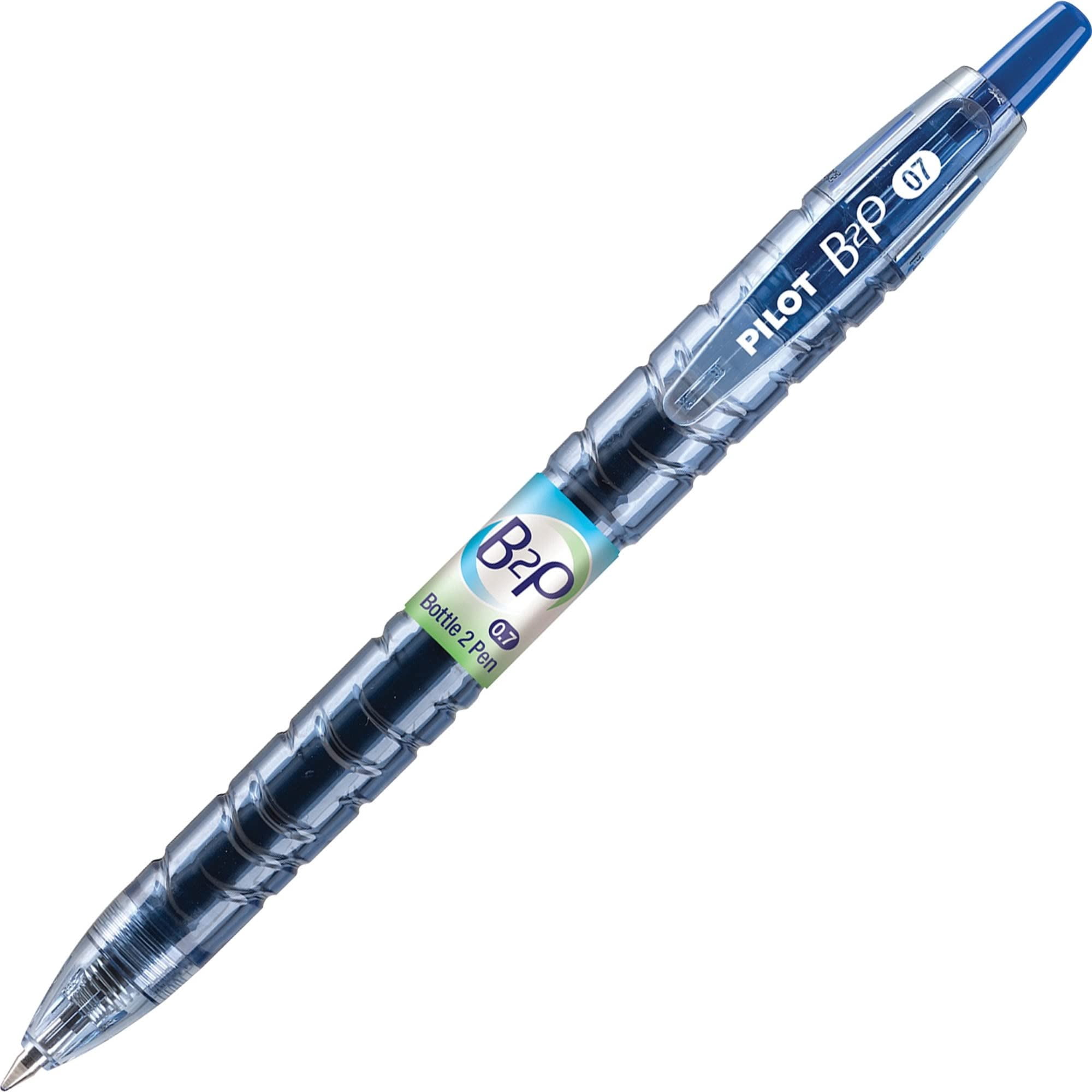 Pilot® "Bottle to Pen" B2P Retractable Gel Pens, Fine Point, 0.7 mm, 89% Recycled, Translucent Barrel, Blue Ink, Pack Of 12