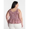 thumbnail image 3 of Terra & Sky Women’s Plus Sleeveless Smocked Peplum Tank Top, Sizes 0X-5X, 3 of 5
