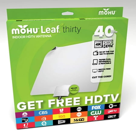 - Leaf 30 Indoor HDTV Antenna, 40 Mile Range, Original Paper-thin, Reversible, Paintable, 4K-Ready, 10 Foot Detachable Cable, Premium Materials for Performance,.., By Mohu
