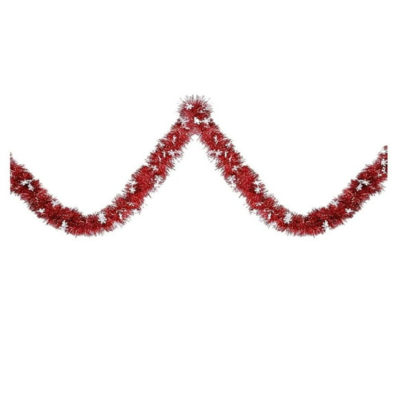 HOARBOEG Red Christmas Tinsel Garland 16.4ft, Extra Long Hairy Fringe Strips for Tree Decoration, Door Hanging, Wall Decor, Plastic Holiday Decor for Christmas, Wedding, Seasonal Decoration