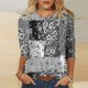 thumbnail image 1 of ICHUANYI Clearance Women's Fashion Printed Loose T-shirt Mid-length 3/4 Sleeves Blouse Round Neck Casual Tops(Gray, M) ICHUANYI WER2023081107568, 1 of 4