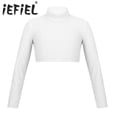 thumbnail image 2 of Camiseta corta de gimnasia de manga larga de color liso para niñas, para actuaciones en el escenario, ballet, baile, fitness, ropa deportiva, 2 of 5