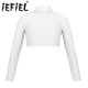 thumbnail image 2 of Camiseta corta de gimnasia de manga larga de color liso para niñas, para actuaciones en el escenario, ballet, baile, fitness, ropa deportiva, 2 of 5