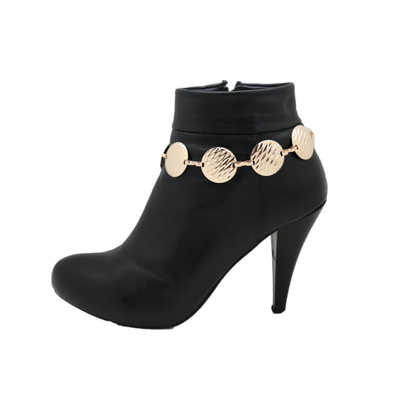 Women Gold Metal Chain Boot Bracelet Shoe Anklet Circle Charms