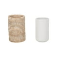 thumbnail image 2 of Kouboo La Jolla Rattan Bathroom Tumbler And Toothbrush Holder, Tooth Brushing and Toothpaste Storage Organizer for Sink, White Wash, 2 of 12