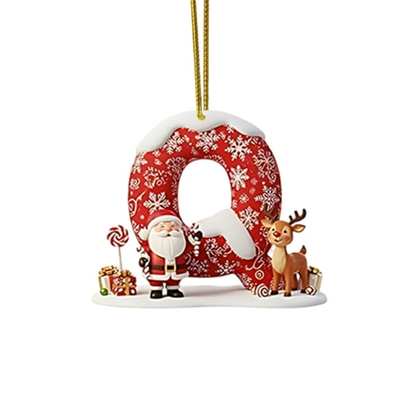Manualidades decorativas para fiestas, decoración para árbol de Navidad, colgante de acrílico 2D con 26 letras, decoración navideña colgante, manualidades DIY, decoración navideña para el hogar, decor