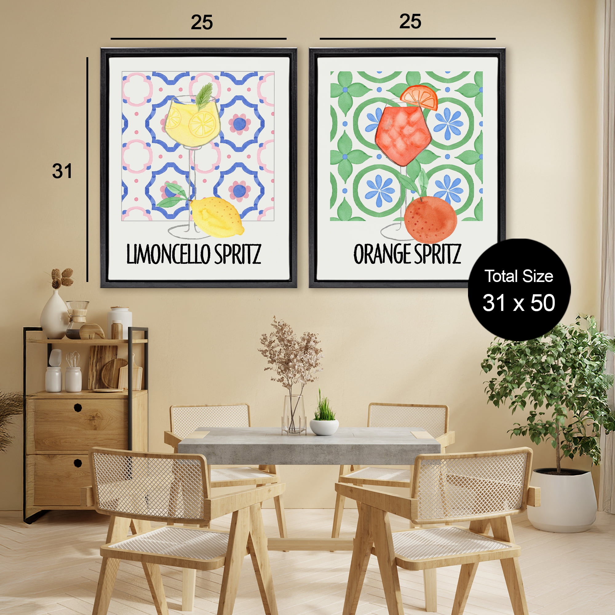 Stupell Industries Citrus Spritz On My Mind 2 Piece Black Framed Floater Canvas Set, design by Nina Jacobs