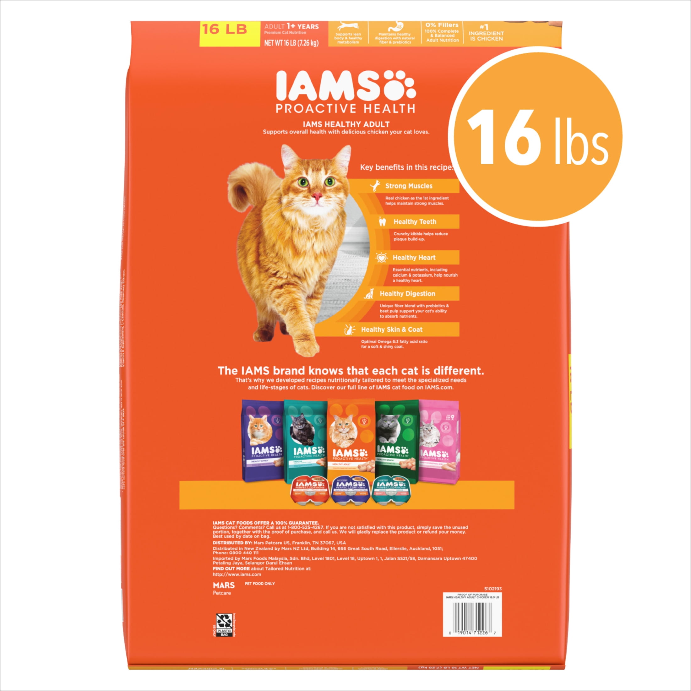 Iams Proactive Health Chicken Flavor Dry Cat Food, 16 Lb Bag