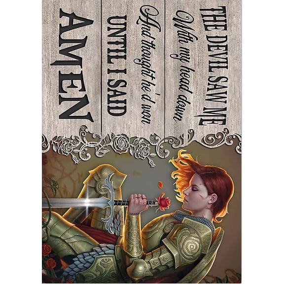 Retro Metal Tin Sign The devil saw me with my head down and thought he’d won until i said amen poster Vintage Metal Tin Sign Wall Art Decor 8x12 Inch, ZJTP03
