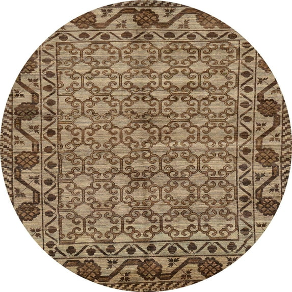 Ahgly Company Indoor Round Abstract Dark Sienna Brown Southwestern Area Rugs, 6' Round