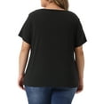 thumbnail image 3 of Unique Bargains Women's Plus Size Basic Top Short Sleeve Metal Chain Front T-Shirts 1X Black, 3 of 6