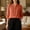 Orange, variant on Pull-on Women'S Tops, Tees & Blouses Minimalist 3/4 Sleeve Orange Mock Neck Blouses & Tops Cotton Blend Geometric Modern Casual Orange,M