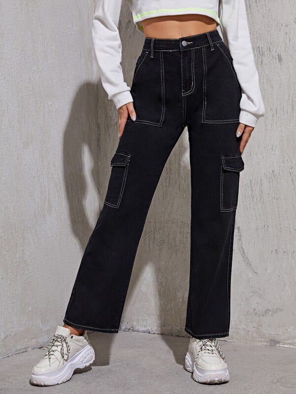LIENRIDY Women's High Waist Flap Pocket 