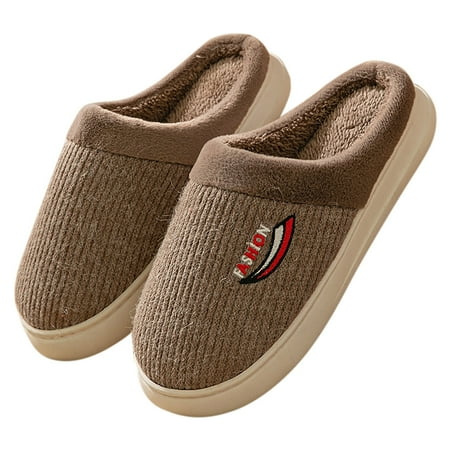 

ZIZOCWA Penny Loafer Mens Outdoor Slippers Boots Couple Men S Autumn And Winter Plush Thick Bottom Embroidery Home Cotton Slippers Indoor And Outdoor Soft Bottom Slipper Socks With Grippers For Men S