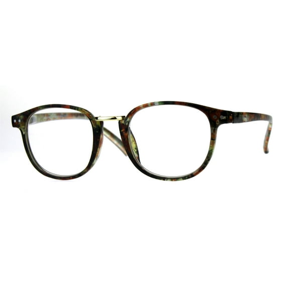 Womens Flower Pattern Thin Plastic Horn Rim Reading Glasses Orange Brown 2.25