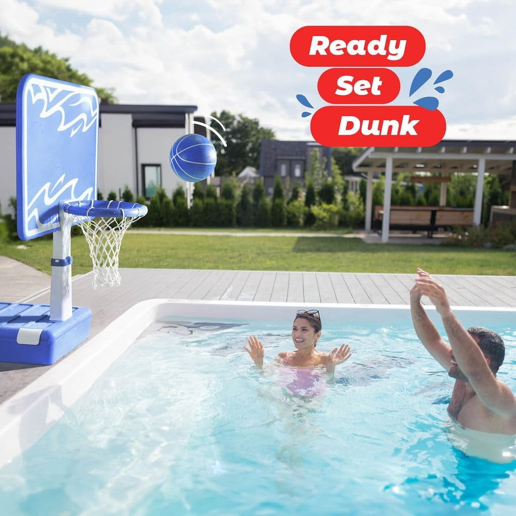 Play22 Engaging Activity Adjustable Height Inground Swimming Pool Basketball Hoop