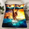 thumbnail image 2 of Homewish Couple Hands Adult Twin Sheet Sets, Romantic Love Twin Fitted Sheet, Ocean Titanic Theme Flat Sheet, Microfiber Bedroom Decor, 3-Piece, 2 of 7