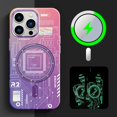 thumbnail image 2 of Compatible with iPhone 15 Pro Max Luminous Case Glow in The Darkness Noctiluncent Fluorescent Case with Wireless Charging for Women Men Slim Soft Bumper Protector Shockproof Cover, Purple, 2 of 6