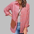 thumbnail image 5 of POROPL Plus Size Tops for Women,Women's Casual Fashion Plaid Color Matching Pocket Button Loose Coat Shirt for Women 2025, 5 of 9