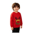 thumbnail image 5 of YDFCWXW Toddler Boys Reindeer Print Sweatshirt Sweater, Long Sleeve Pullover Top for Kids Xmas Holiday (Red, 3-4 Years), 5 of 6