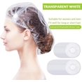 thumbnail image 2 of Bxaolu 100pcs Clear Disposable Plastic Shower Bath Caps for spa Hair Salon WH, 2 of 8