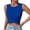 #0179-Blue, variant on Womens Summer Crop Tank Top Blouse Shirt Round Neck Sleeveless Slim Fit Solid Front Knot Lightweight Soft for Casual Daily