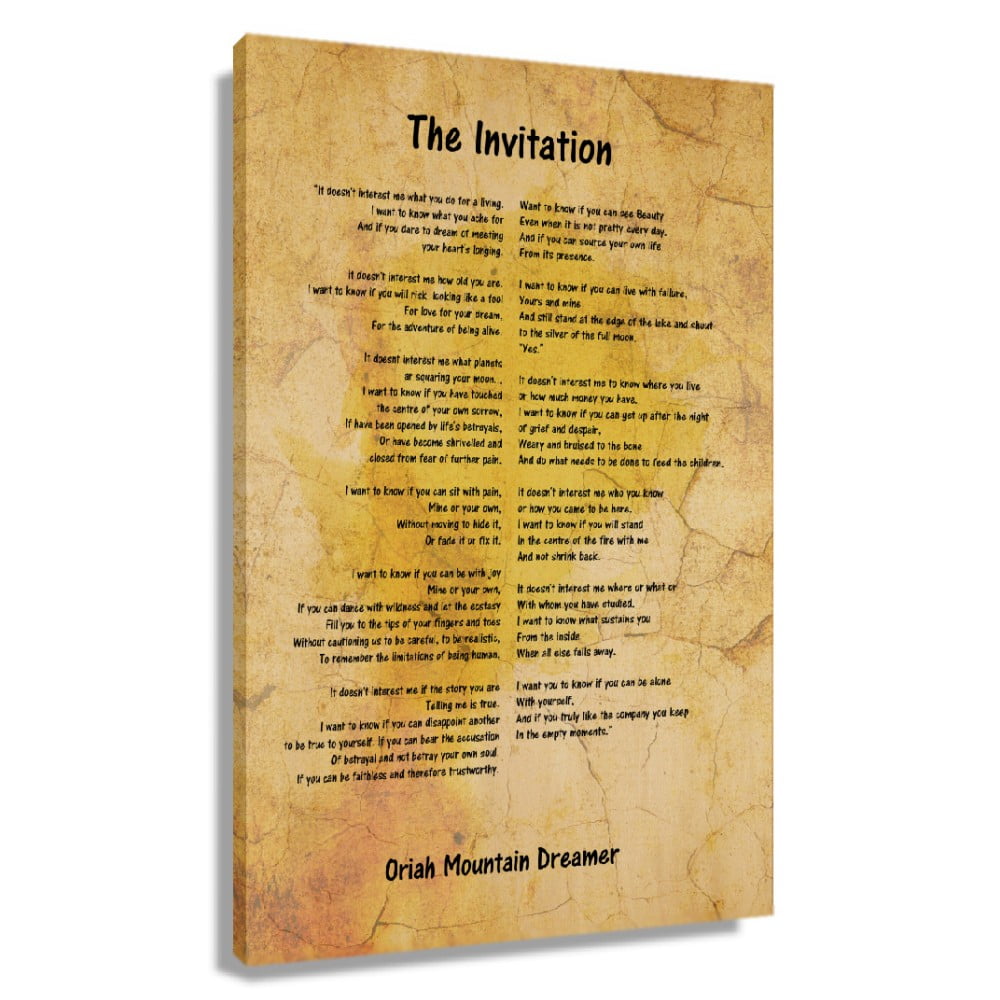 The Invitation Poem Wall Decor Oriah Mountain Dreamer Quotes Wall Art Poetry Posters for Kitchen