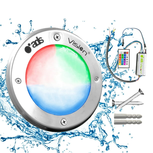 1 Lámpara LED Sumergible Para Alberca de nicho o sobreponer ADS SPA 100W 16CM Multicolor RGB Con Transformador