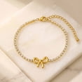 thumbnail image 5 of VNOX Stainless Steel Gold Bow Tennis Bracelet, Sparkling Adjustable Bracelet for Birthday Gift, 5 of 7