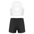 thumbnail image 2 of Linjinx Girls 2PCS Sport Outfits Racerback Crop Top with Booty Shorts Set Ballet Dance Gymnastics Ivory&Black 10, 2 of 7