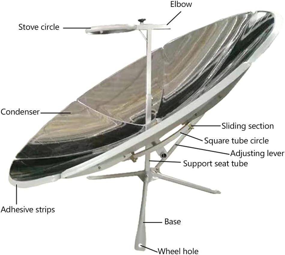 Parabolic Solar Cooker High Efficiency Sun Oven 700-1000°C Outdoor Camping 1800W