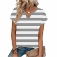 thumbnail image 5 of Agkizg Women's Summer V Neck Short Sleeve T Shirt Random Print Basic Layering Casual Fashion Top, 5 of 5