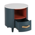 thumbnail image 5 of Modern Round Nightstand w/ Drawer & Shelf - Blue MDF Sofa End Table - 19.25" for Living Room & Bedroom - Easy Assembly, Elegant Storage, 5 of 11