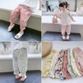 thumbnail image 3 of Pantalones informales con estampado de flores para niños, pantalones holgados de cintura alta, estilo Vintage, versátiles, antimosquitos, para aire acondicionado, 3 of 5