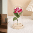 thumbnail image 3 of FTCBJJA Eternal Pink Rose in Glass Dome with LED Lights, Artificial Flower Decor, Romantic Gift for Women, Anniversary Birthday Valentines Mothers Day, 3 of 6