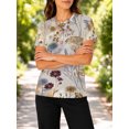 thumbnail image 5 of Women's All-Over Print Tee Shirts Short Sleeve Casual Vintage Dried Wildflower Graphic Crewneck Summer Tops, 5 of 6