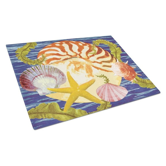 Carolines Treasures PRS4044LCB Nautilus And Gulf And Sundial Glass Cutting Board Large, 12H x 16W, multicolor