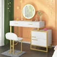 thumbnail image 5 of ZAFLY Vanity Desk, Dressing Table with Steel Frame, Make-up Dresser Set with LED Lights Mirror, Movable Nightstand Table with 4 Drawers for Bedroom, 5 of 9