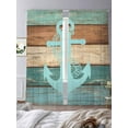 thumbnail image 3 of Turquoise Anchor Sheer Curtains 96 Inch Length 2 Panels Set for Living Room/Bedroom, Nautical Brown Green Retro Wood Grain Curtain Sheers Drapes Rod Pocket Curtains Window Treatment Set 52''x96''x2, 3 of 7