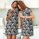 thumbnail image 4 of Easygdp Ying Yang Checkered Camisón de manga corta para mujer, informal, estampado, 4 of 6