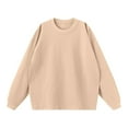 thumbnail image 1 of AherBiu Chandails en Molleton à Col Rond pour Hommes Manches Longues Décontracté Ample Chandail-Over Couleur Unie Automne Hiver, 1 of 8