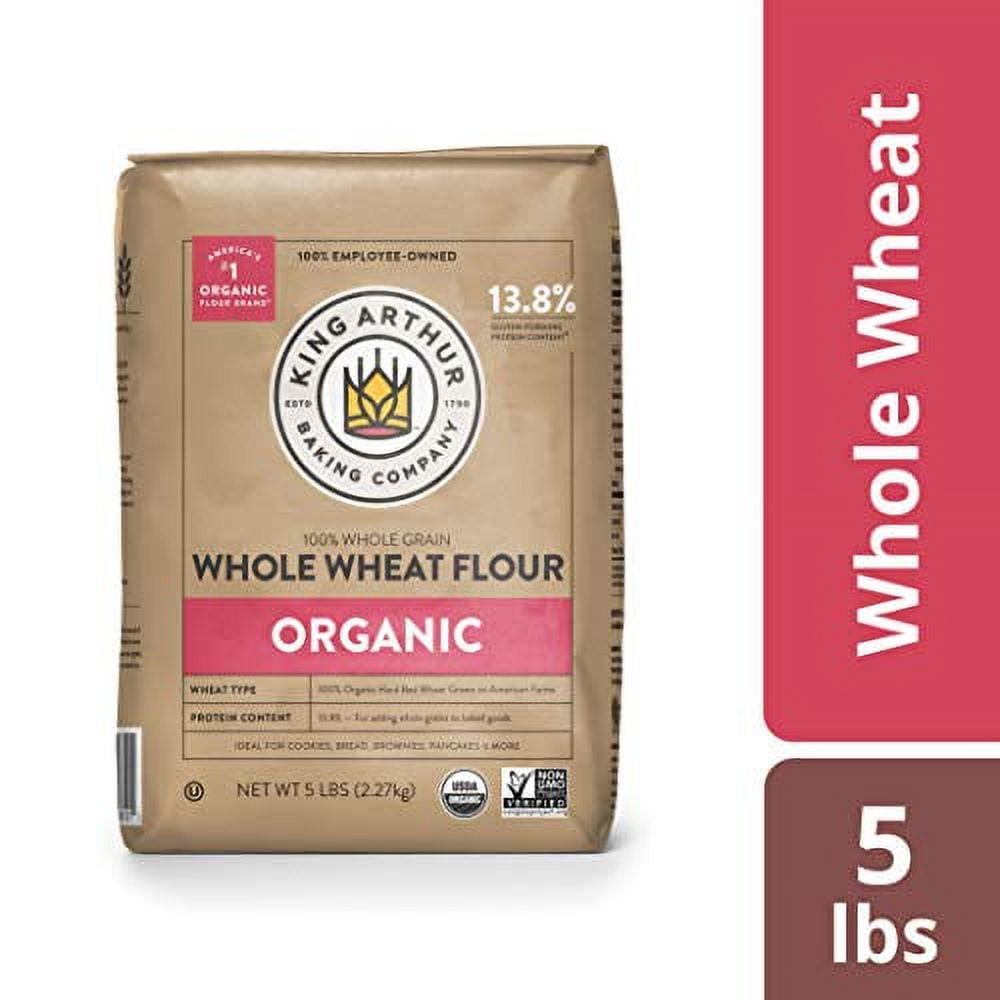 King Arthur, 100% Organic Whole Wheat Flour, 100% Whole Grain, Non-GMO Project Verified, 5 Pounds