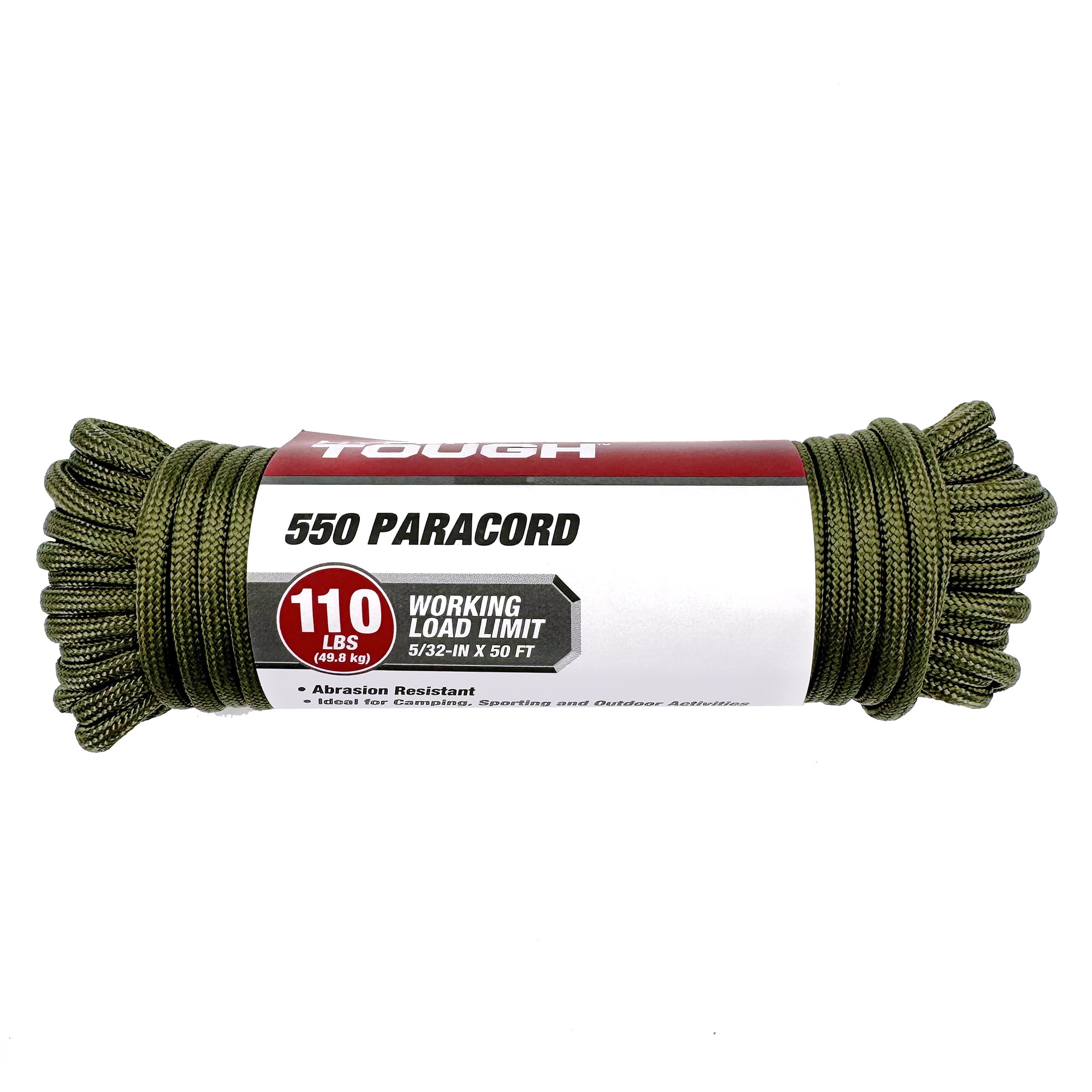 (4 pack) Hyper Tough 5/32 inch 550 Paracord 50 ft, Green