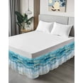 thumbnail image 4 of Abstract Waves Bed Skirt California King Size 18" Drop Spray Beach Ocean Watercolor Ruffled Wrap Around Bed Skirts Adjustable Elastic Bedskirt Dust Ruffle for California King Size Bed, 4 of 7
