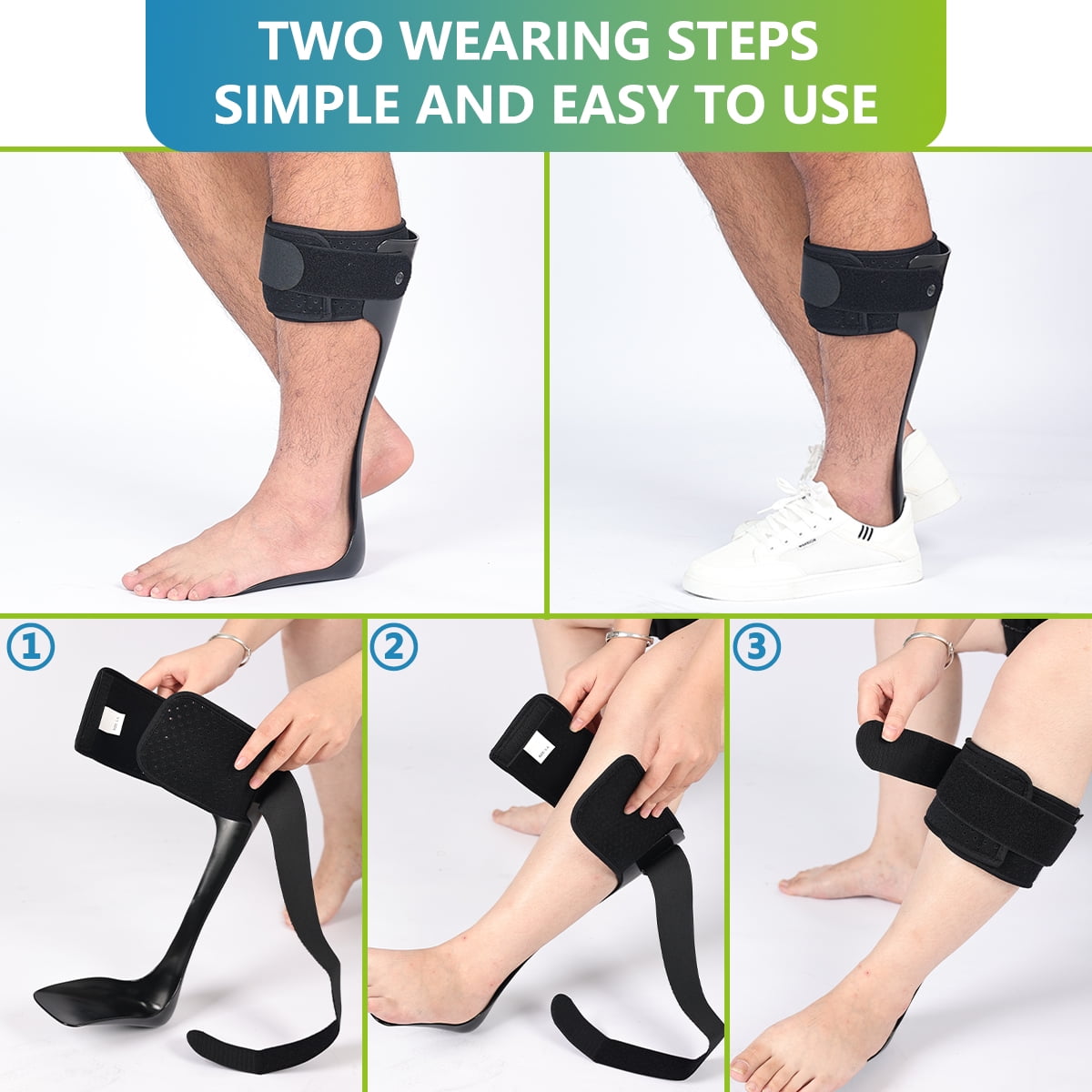 Orthomen AFO Drop Foot Brace, Medical Ankle Foot Orthosis, Lightweight Foot Support Stabilizer, Drop Foot Postural Correction Brace for Men and Women (L-Left)