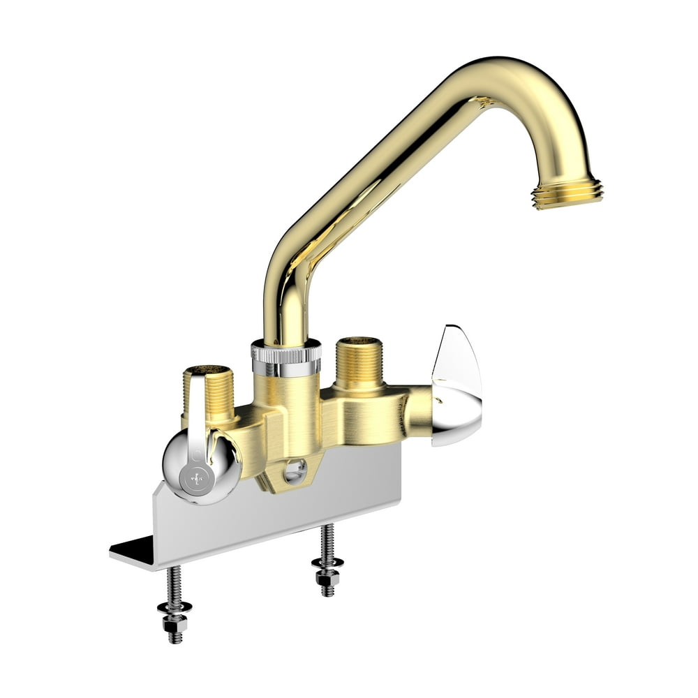 Belanger 7021L Wall Mount TwoHandle Utility Faucet, Polished Brass