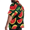 thumbnail image 3 of Watermelon Men's Short Sleeve Hawaiian Print Button Down Beach Shirt, 3 of 6