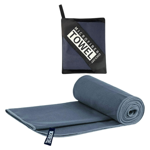 DYNWAVECA Serviette de Voyage Séchage Rapide Serviette Absorbante Sueur Fraîche Douce Pliable Serviette de Gym Serviette de Yoga pour Course Randonnée Intérieur Voyage Extérieur Bleu Marine
